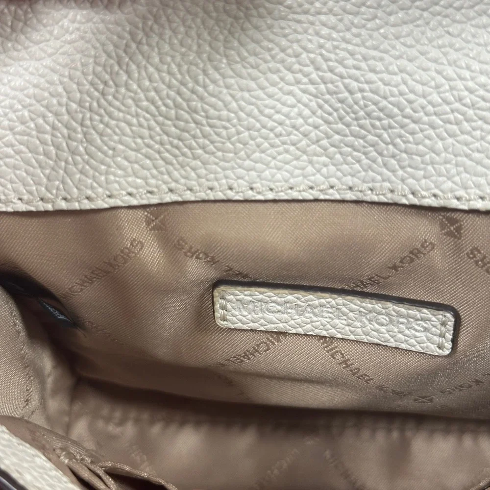 Michael Kors Cassie White Ivory Pebbled Leather Small Crossbody Bag
